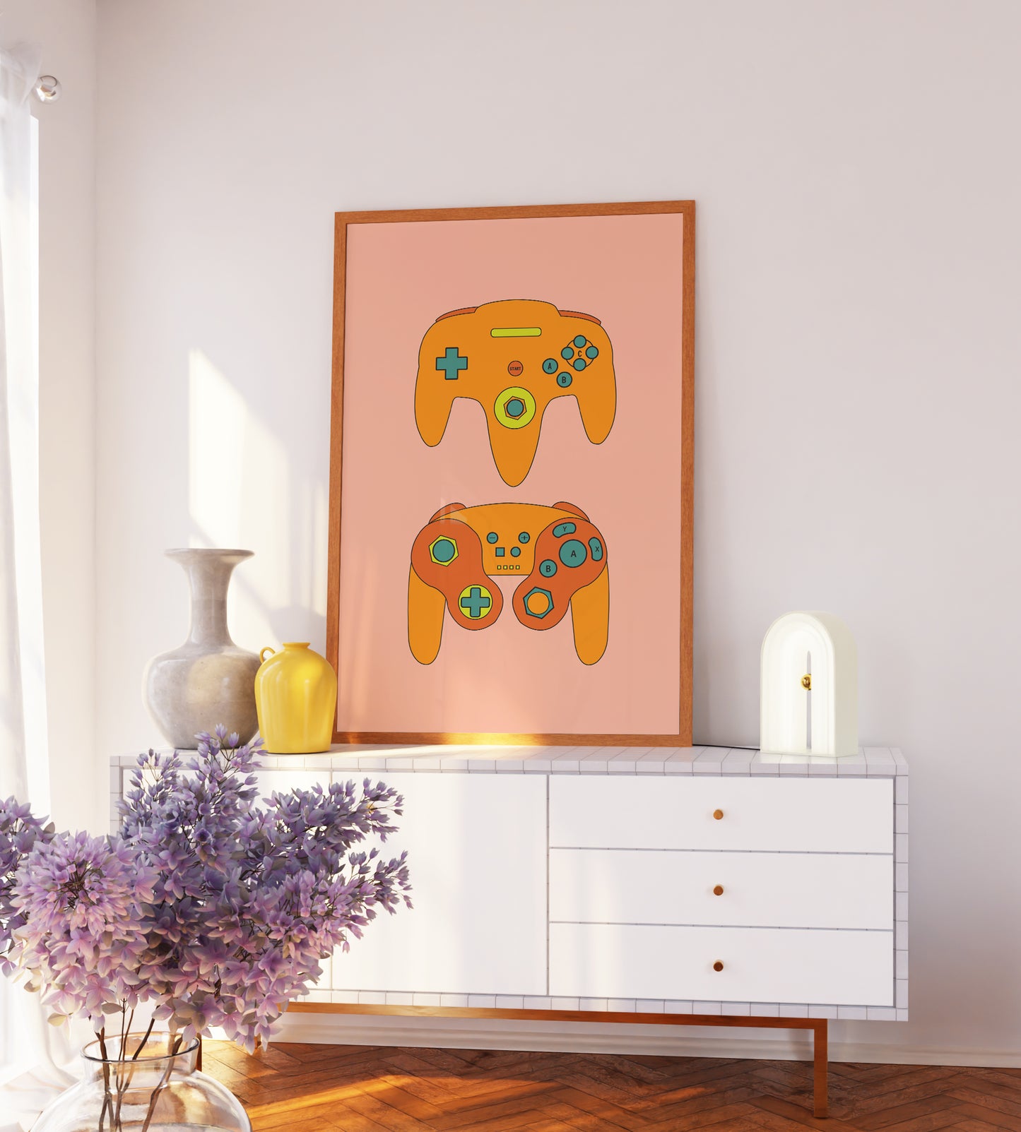 Retro Controllers Print - N64 + Gamecube